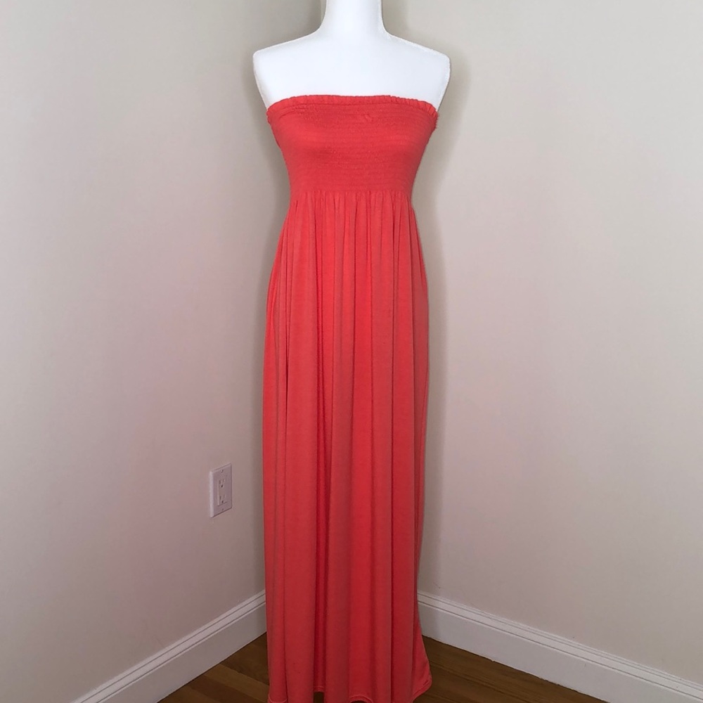 Strapless Maxi Dress - Coral
